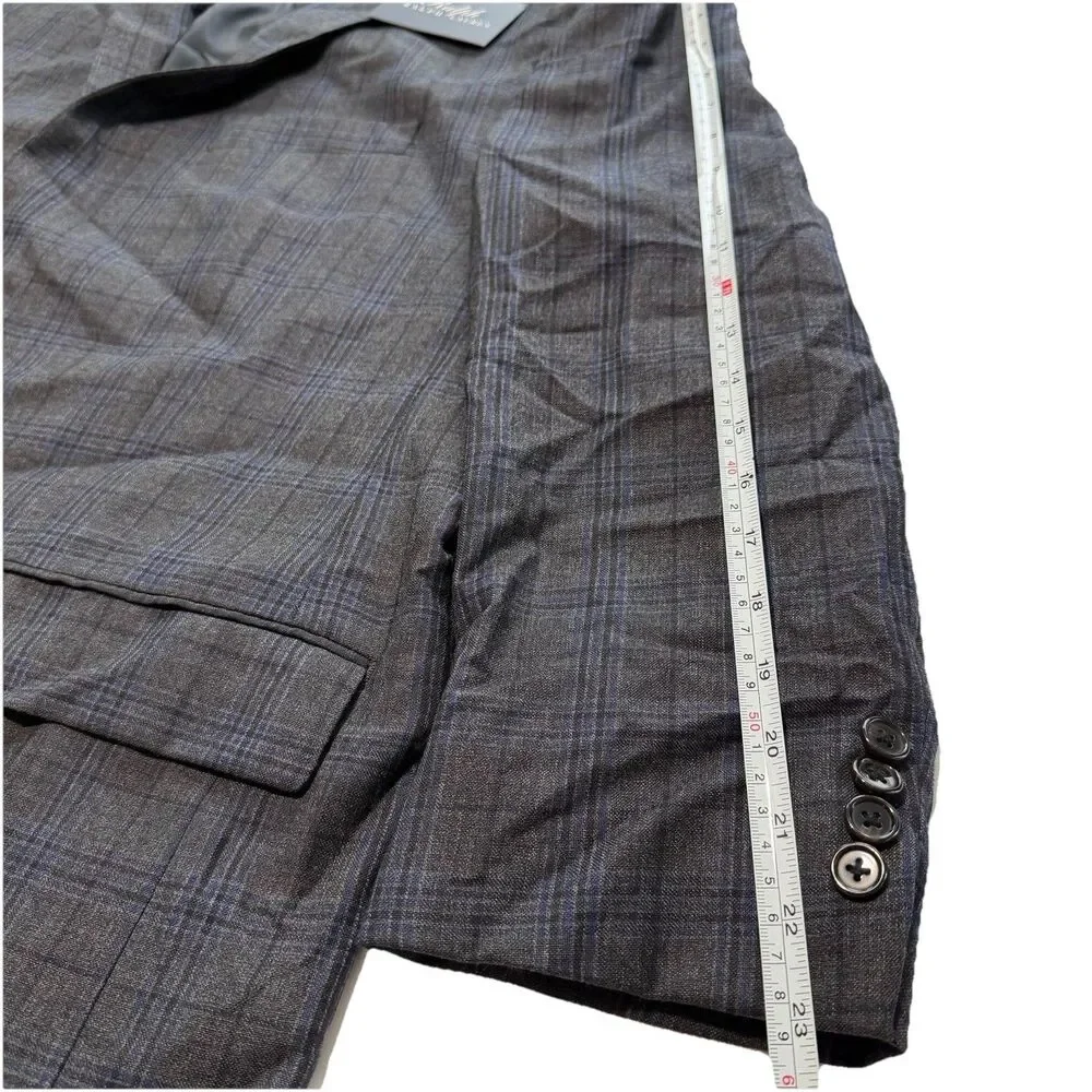 Ralph Lauren Suit Jacket Blazer 100% Wool 48R Gray Blue Dillard's NWT NEW